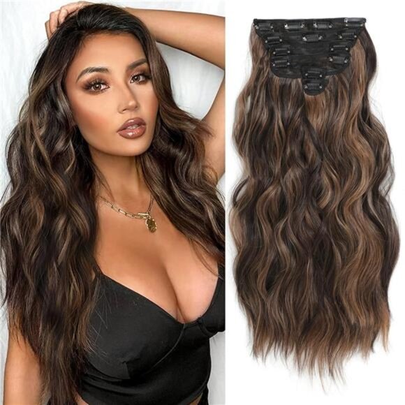 Clip in Hair Extensions for Women, Dark Roasted Coffee
